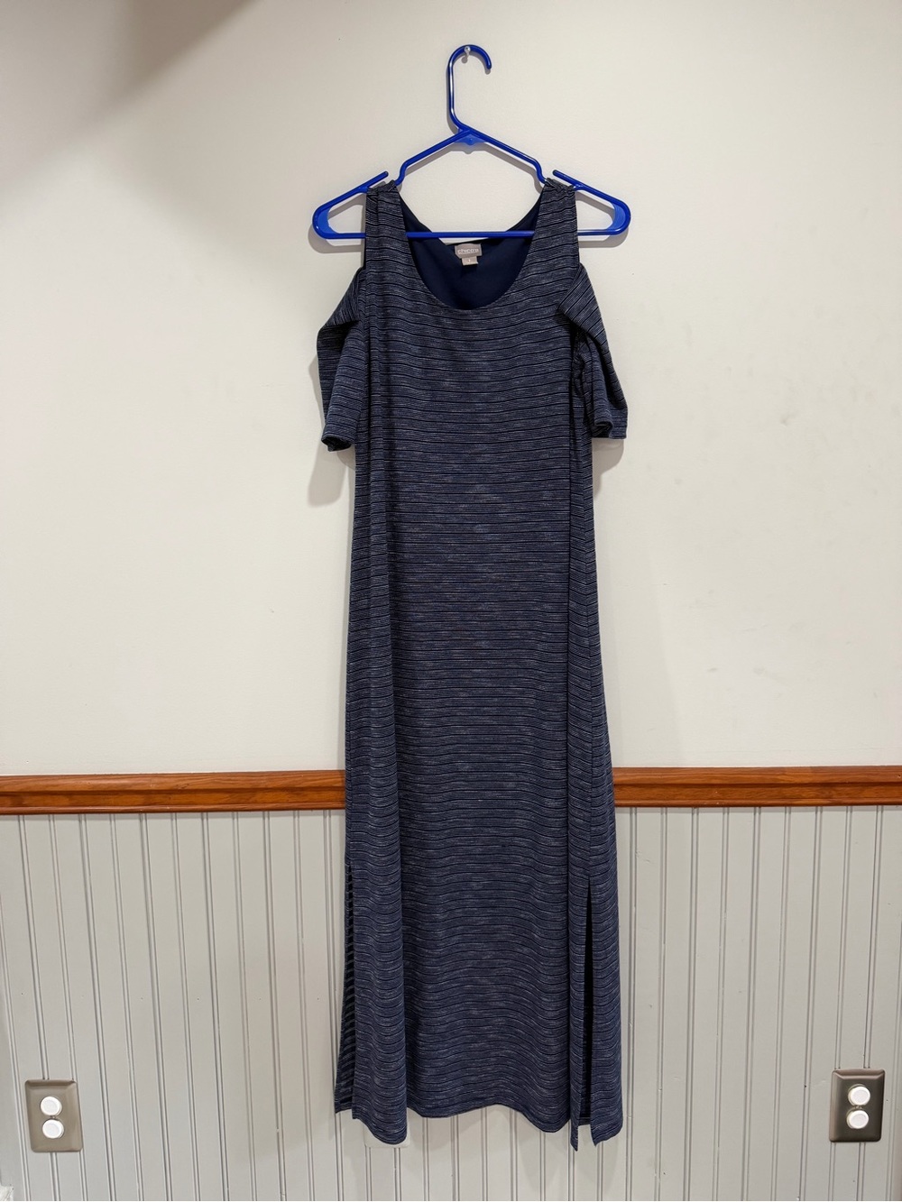 Chicos Cold-Shoulder Navy Maxi Dress